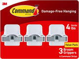 Command Broom and Mop Gripper 3-Pack – Cozy Home Upgrade for Pantry and Utility Walls