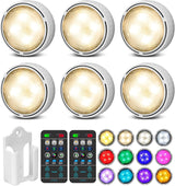 LuminAura Minimalist Under Counter Light – Tap Control Battery Puck, Neutral White Finish, 6 Pack