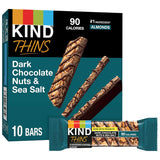 KIND THINS Dark Chocolate Nuts & Sea Salt Bars – Two-Ingredient-First Dark Chocolate Bar for Less-Is-More Eating, 0.74 oz, 10 Count
