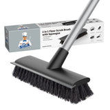 MR.SIGA Adjustable Floor Scrubber with Angled Head for Knee-Friendly Shower Tile and Bath Cleaning