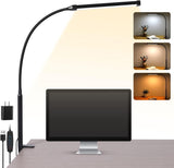 Sleek Metal Desk Light – Goose-Neck Clamp Lamp for Uncluttered Workspace Design