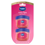 Vaseline Lip Therapy Rosy Mini Jars 2 Count – Workout Bag Essential for Active Lifestyles, Tinted Lip Balm That Resists Cold Weather Dryness