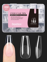 Beetles Gel Nail Tips Flat-X – Luxury Coffin Press-On Collection for the Discerning Home, Pre-Etched Half-Matte Finish with 28+ Day Wear