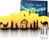 Homemory Smokeless LED Nativity Candles - Fire-Safe Alternative for Dry Greenery and Curtain-Heavy Living Rooms, 5 Pillar Pack