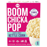 Angie's BOOMCHICKAPOP Lightly Sweet Kettle Corn Microwave Popcorn, 6-Count 3.29 oz Bags – Non-GMO Whole-Grain Treat for Calorie-Conscious Self-Care Nights