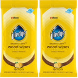 Pledge Expert Care Enhancing Wood Wipes – Lemon Scent for Dining Room Wood Furniture and Living Room Decor Refresh