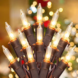 YOUNGAR 50 Bulb Mini String Lights Brown Cord – Flameless, Smokeless Warm White Lights Safe for Kids, Pets, and Overnight Use