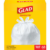 Glad 13 Gallon Quick-Tie Trash Bags – Polished Liner That Disappears into Stylish Kitchen Decor