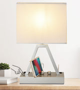 Briever Bedside Touch Lamp with Charging Ports – Work-from-Home Desk Lamp for Students with Memory Function and Phone Stand