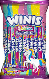 Winis Unicorn Soft Chewy Cotton Candy Taffy Sticks – Cleaner-Label Allergy-Friendly Treat Free of Peanuts, Tree Nuts, and High-Fructose Corn Syrup | 4.3 Oz Sharing Pouch