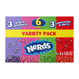 NERDS Crunchy Candy Variety – Stocking Stuffer and Holiday Gift Idea, Dual Chamber Boxes Grape Strawberry Watermelon Cherry, Pack of 6