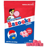 Bazooka Sugar-Free Gum Cubes – Birthday Party Favor for Kids Baseball Theme, Bulk Bubble Gum for Pinata Stuffing 100 Pieces