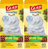 Glad ForceFlex Pine-Sol Original Trash Bags – 13 Gallon Tall Bags for Quick Post-Meal Cleanup in Busy Kitchens