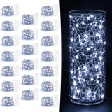 Glowia Twinkle Lights Battery Powered – Weatherproof 20 LED Copper Wire Lights for Camping Tent, Balcony Rail and Backyard Evening, Warm White