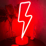 Lightning Bolt Neon Sign - Statement Wall Art for Game Room, Vibrant LED Neon Style Decor with Tabletop Stand