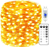 LuminHue 3000K Warm White Twinkle Lights 66ft – Stress-Reducing Bedroom Lighting with 2H to 8H Auto-Off Timer