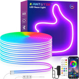 LotusLamp Outdoor Music Sync Neon Rope Light for Camping Night, Portable 19.68ft RGB LED Strip with Bluetooth App