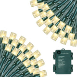 HolidayAura Weatherproof LED Lights – 100 Bulb Green Wire Outdoor Holiday Lighting for Balcony Railing, Pathway, and Front Gate