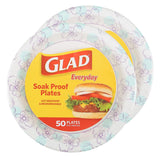 Glad Blue Floral Paper Plates – Practical Hostess Gift Pack of 50 Disposable Plates for Housewarmings and Parties