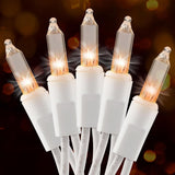Brightown 50 Bulb White Wire String Lights 13ft Plug-in – Weatherproof Warm Glow for Balcony, Outdoor Tree Wrap & Open-Air Event Styling