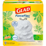 Glad ForceFlex 13 Gallon Trash Bags Gain Original – Reliable, No-Slip Drawstring for Efficient Home Office Lunches