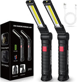 LED Work Light Rechargeable Flashlight – Housewarming and Valentine's Day Gift for Husband, 1200-Lumen 5-Mode Rechargeable Inspection Lamp, 2-Pack