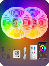Neon Rope Lights 50ft Durable RGB LED Rope – Poolside & Patio Ambiance Lighting, Music Sync, Snap-On Installation