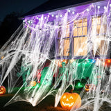 Land Guard Indoor Halloween Decor Spider Web Bundle for Entryway and Cozy Room Setup, 500 sqft Realistic Stretch Cobweb with Black and White Spiders