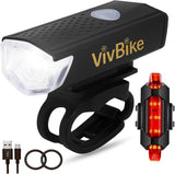 VivBike USB Bike Light Combo – 10-Hour Runtime Headlight and Tail Light for a Full Work Week of Cycling