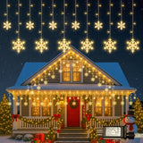 Minimax Outdoor Snowflake LED Curtain – Front Porch Eaves and Deck Railing Display, 30V Low Voltage Timer