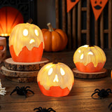 Halloween Decorations Light Up Ghost Pumpkin Set of 3 – Fire-Free Mantel Lighting That Stays Cool to the Touch
