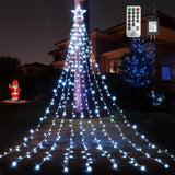 WBao Child and Pet Safe Christmas Lights Outdoor, IP44 Waterproof 344 LED Waterfall Display with Programmable Timer and Remote, No Fire Risk