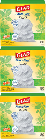 Glad ForceFlex 13 Gallon Trash Bags – Leak-Proof Kitchen Cleanup, RipGuard and LeakGuard Protection