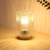 Battery Powered Fluted Glass Table Lamp for Balconies, Picnics, and Cord-Free Patio Lighting