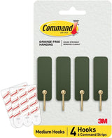 Command Medium Wire Hook Work-From-Home Hooks for Cables and Lanyards, Clean Desk Setup in Dusty Rose