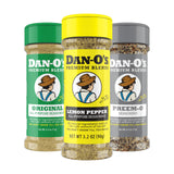 Dan-O's Seasoning Trio – Housewarming Gift for New Homeowners, Compact Spice Sampler with Lemon Pepper, Original and Preem-O Blends
