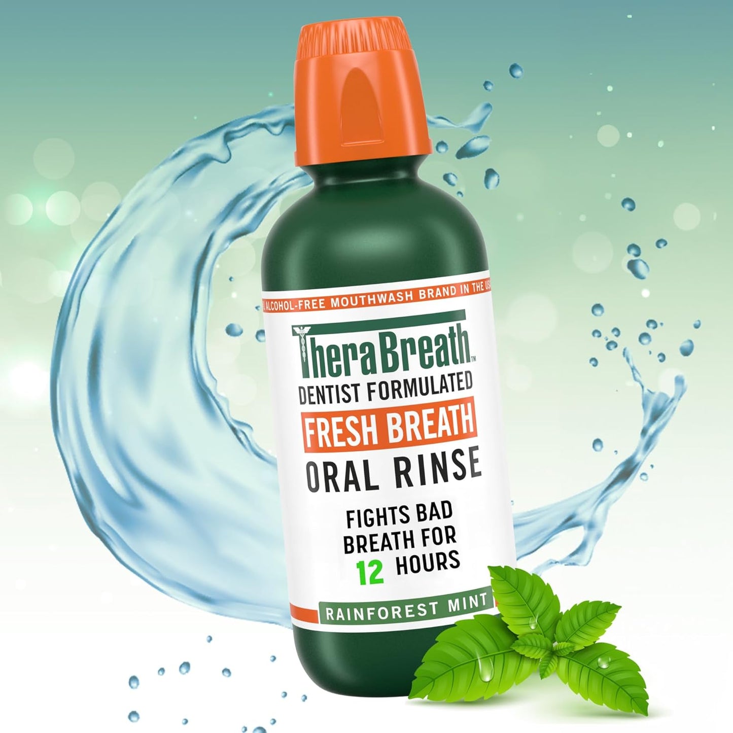 TheraBreath Rainforest Mint Mouthwash – Alcohol-Free Botanical Rinse for Bedtime Oral Care and Fresh Breath Confidence