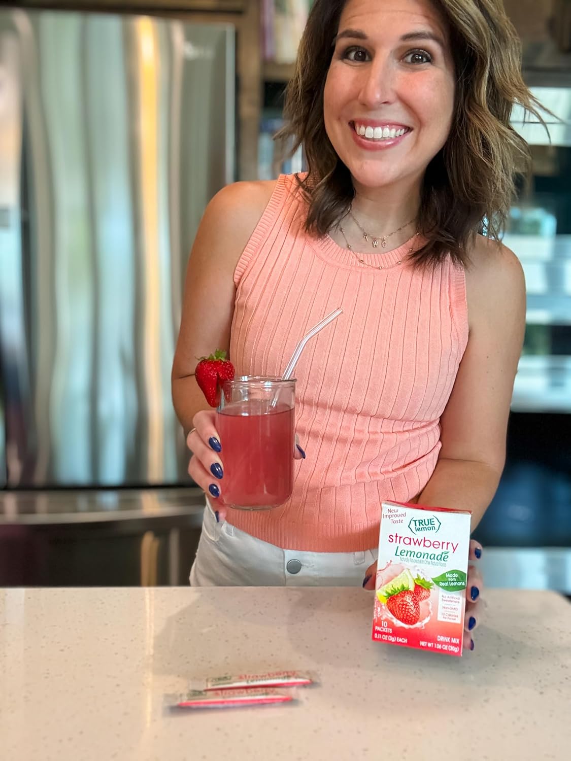 True Citrus True Lemon Strawberry Lemonade Water Enhancer – Office Friendly Low-Calorie Focus Drink