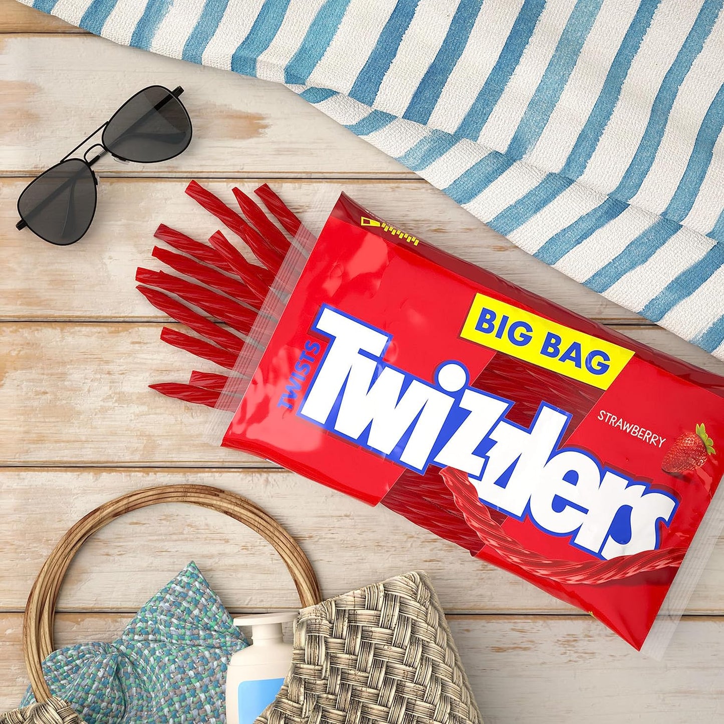TWIZZLERS Twists Strawberry Candy – Low-Fat Mindful Chewing Snack for Sugar Cravings, 16 oz Bag