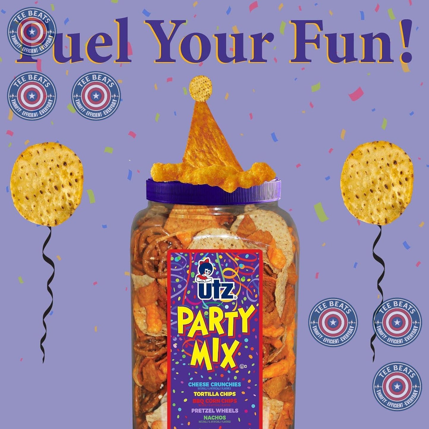 Utz Kosher Party Mix Barrel - Last-Minute Gifting Pick for Valentine's Day, Father's Day, and Housewarmings