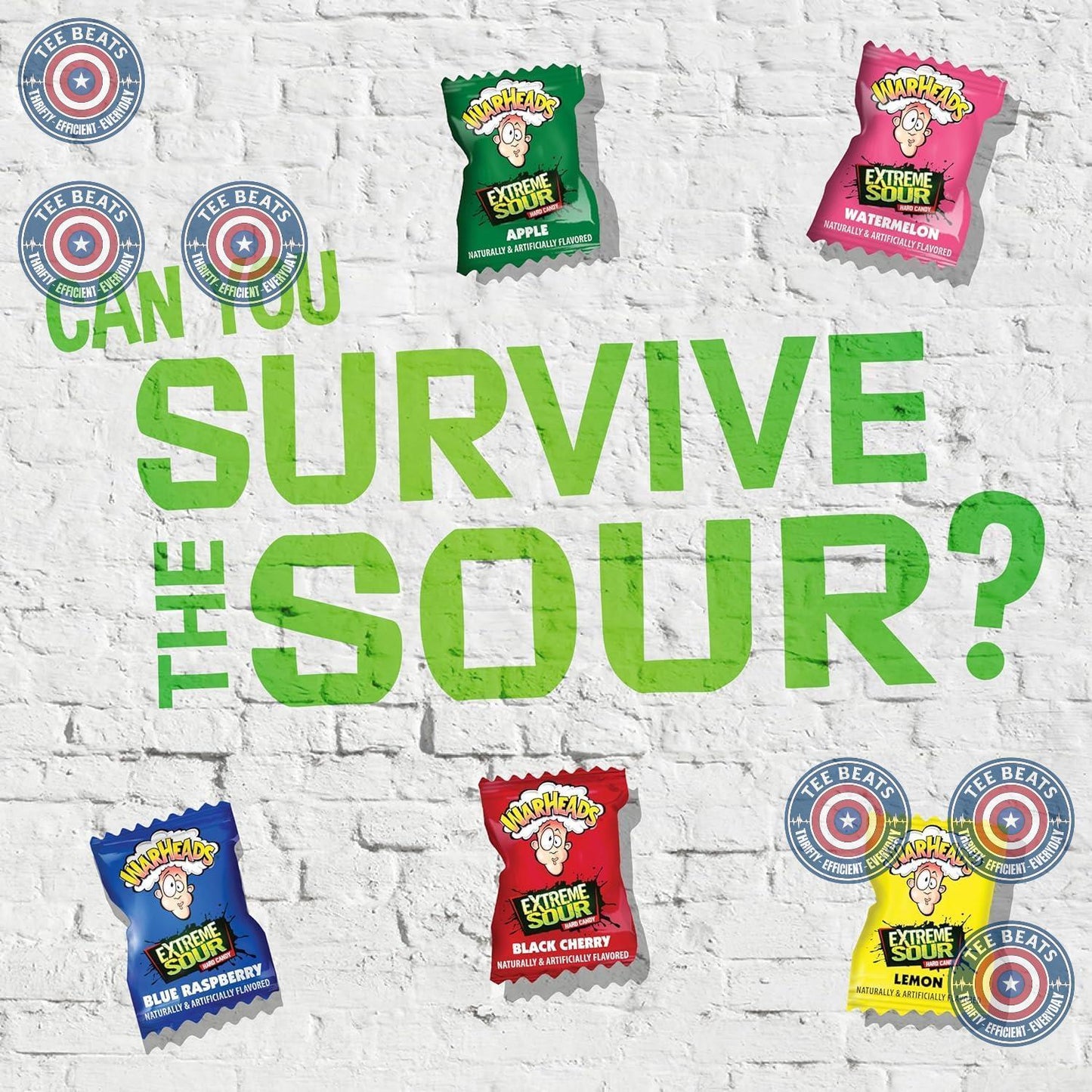 WARHEADS Extreme Sour Hard Candy Individually Wrapped 2 oz Bag for Kids Birthday Party Favor Bags and Lunchboxes