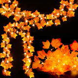 Lighted Maple Garland – Simple Cordless Decor for Uncluttered Autumn Living Spaces