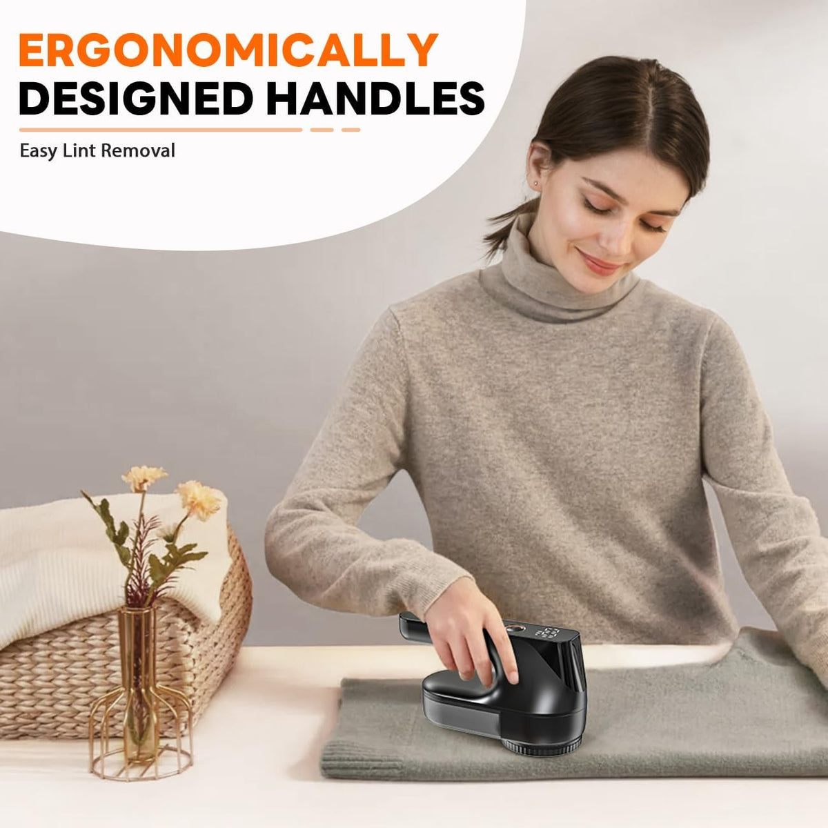 Ziitty Sweater Defuzzer – Clutter-Free Closet Essential, Compact Cordless Lint Remover in Neutral Tone