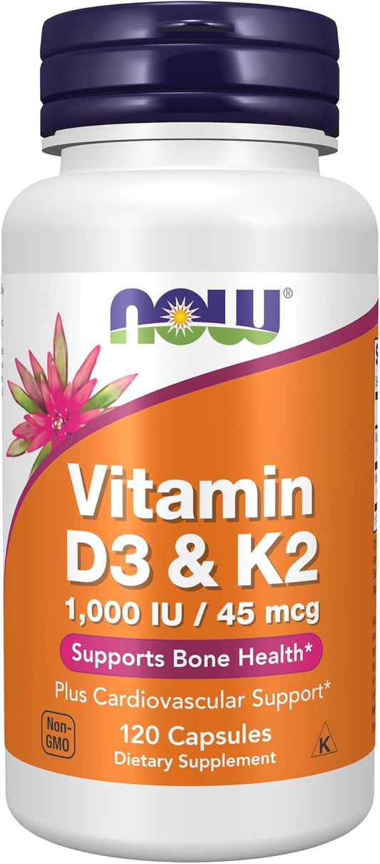 1,000 iu vitamin d3 paired with 45 mcg vitamin k2 (mk-7 form) per capsule for synergistic calcium routing