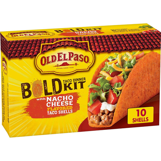10 bold nacho cheese flavored stand 'n stuff taco shells