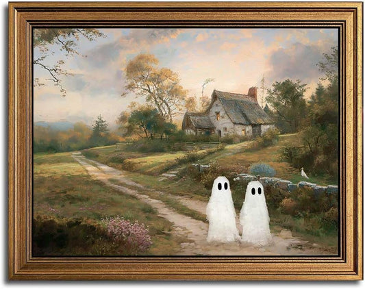 10 themed designs including ghost a-e, haunted house & pumpkin, floral field ghost, misty forest ghost, flying witch & moon, and black cat & witch ghost