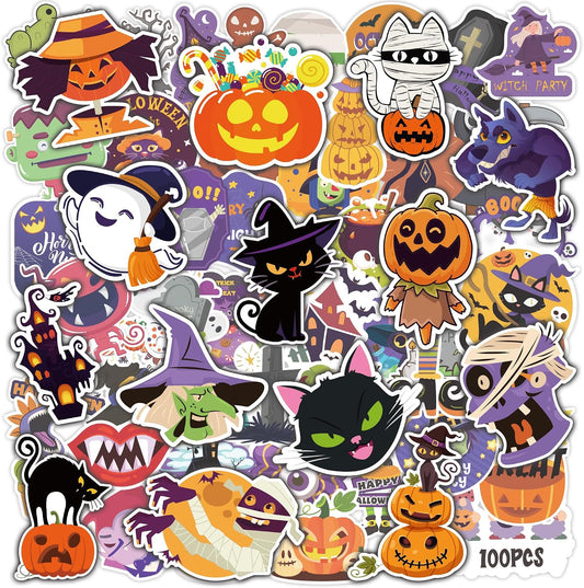 100 pieces with 100+ unique halloween-themed designs per pack