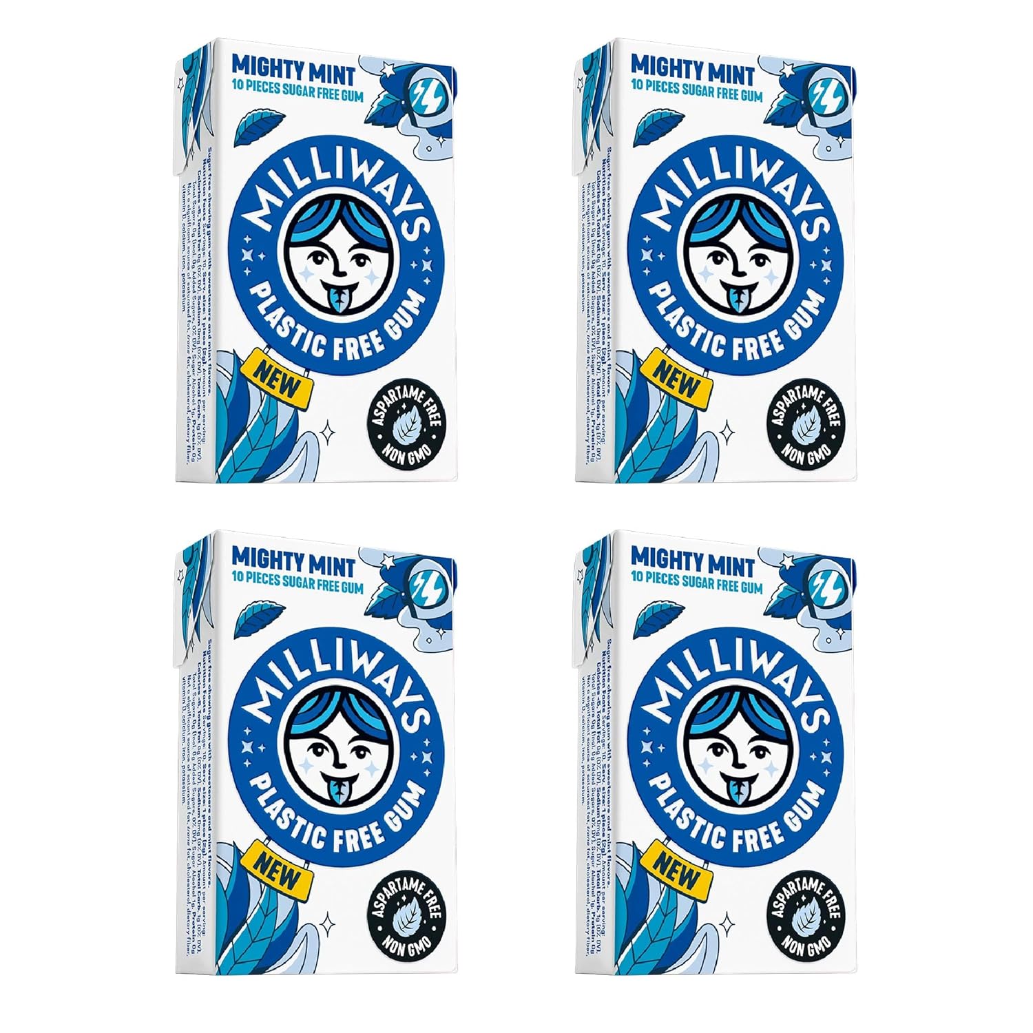 100% plant-based natural gum base (no plastic polymers)