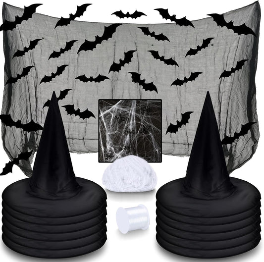 12 hanging witch hats in the set