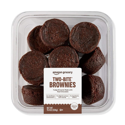 12 individually bite-sized miniature brownies in an 11.4 oz resealable pouch